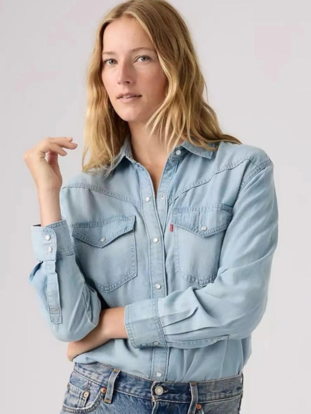 Levi's Sawyer Western Cowgirl Country Button Down Relaxed Long Sleeve Shirt XXL - Picture 2 of 15